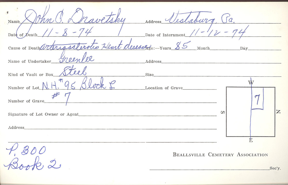 burial card